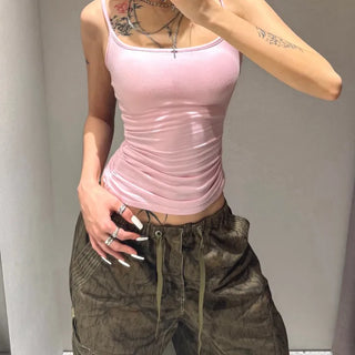 Modal Shirred Cap Slim Sleeveless | Line Cover Sleeveless, Side Breast Cover, Basic Sleeveless, Built-in Cap, Shirred Sleeveless