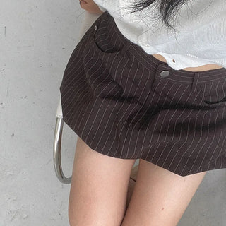 Pinstripe Balloon Mini Skirt   Pumpkin Skirt