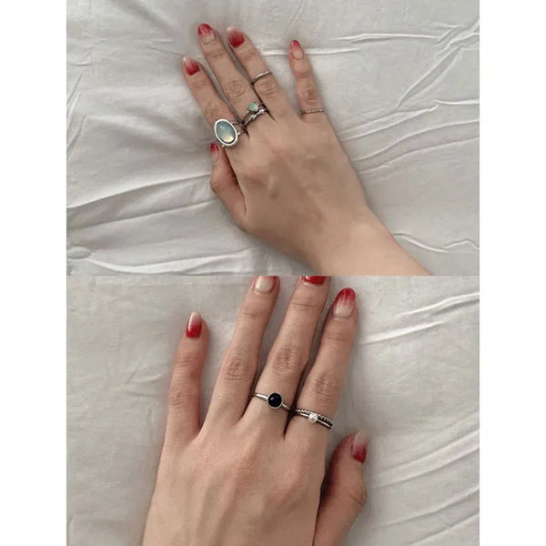 Kitsch Heart & Pearl Ring Set