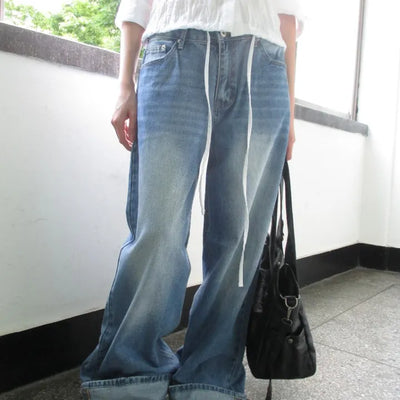 Vintage Rolled-up Loose Pants