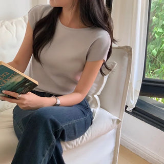 Unset Round Neck Cap Sleeve Sleeveless Knit