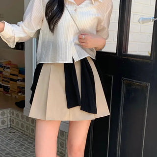 Miet A-Line Pintuck Pleated Mini Skirt
