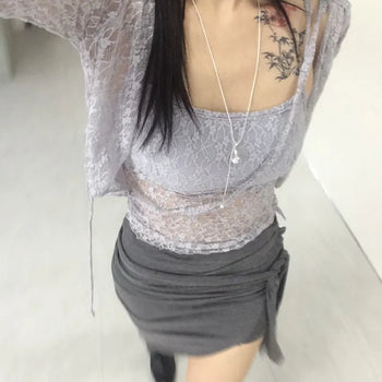 LACE Sleeveless Bolero Cardigan Set