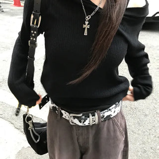Unisex Unique Hip Cow Double Belt