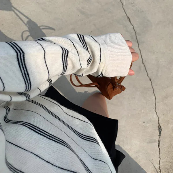 Rugby Collar Striped Knit