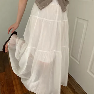 Elito Chiffon Elastic Tiered Long Skirt