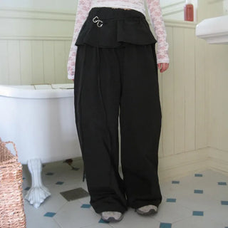 Strap skirt track pants