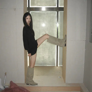 FOLDED SUDED BOOTS