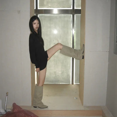 FOLDED SUDED BOOTS