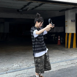 Unisex Cookie Striped Hooded Vest (2 colors)