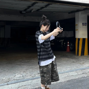 Unisex Cookie Striped Hooded Vest (2 colors)
