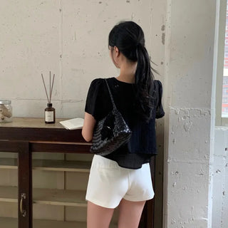 Entum Layered Puff Short Sleeve Blouse