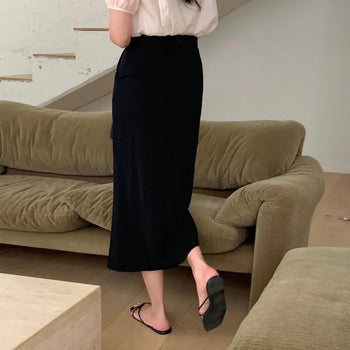 Clent Crisp H-line Wrap Long Skirt
