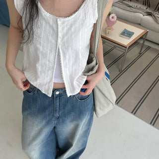 Open Sleeveless Layered Blouse (2 colors)