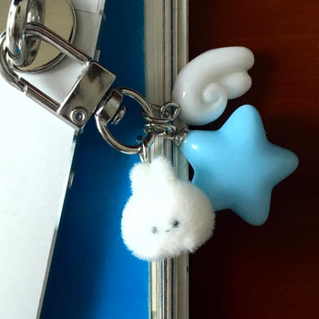 Special Feature (4 colors) Star Rabbit Wish Keyring Wishcore Keyholder Phone Decor AirPods Buds Phone Strap Loop iPhone Galaxy Phone Keyring Mobile Phone Strap