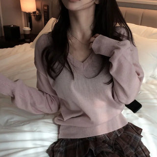 Telsion Double V-neck Knit [8% Wool]