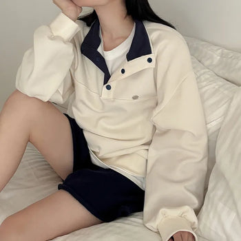 Jella Snap Button Half-Neck Sweatshirt