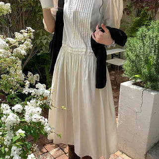 Biennale Vintage Short Sleeve Shirred Long Dress