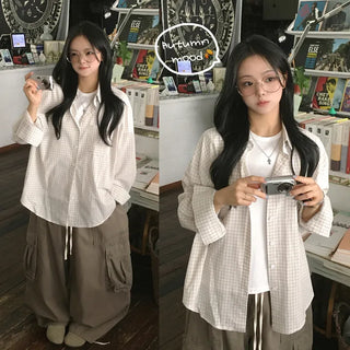 Daily Autumn Check Pocket Boxy Loose Fit Transitional Long Sleeve Check Shirt