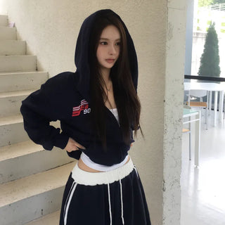 90 Vintage Print Zip-up Hoodie