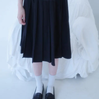 Strap Pleated Midi Skirt