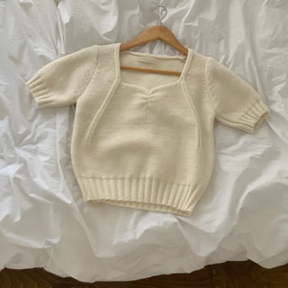 Fairy Shirred Puff Short Sleeve Knit