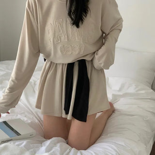Etri Embroidered Sweatshirt + Elastic Waist Shorts Set