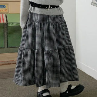 Rita check long skirt