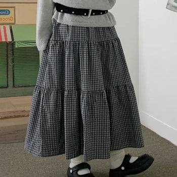 Rita check long skirt