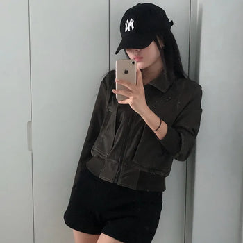 Mindy Khaki Classic Fit Basic Fit Jacket Jumper