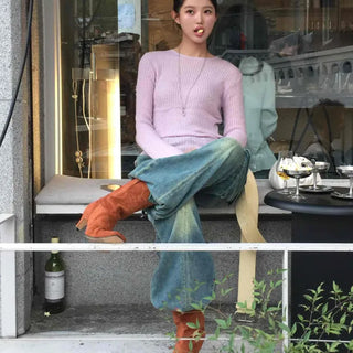 Natural Cargo Pocket Vintage Denim Long Pants