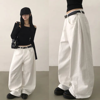 All-Season Must-Have, Peach Cotton In-Waisted Side Folding Pintuck Two-Way Snap Button Lower Body Covering Wide Pants