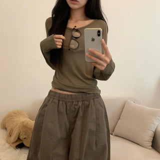 [New Autumn Arrival] Rayon Basic Daily Round Long Sleeve Inner Tee