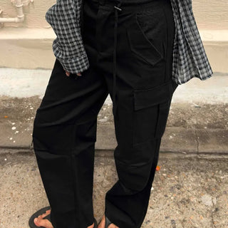 Comfort Pintuck Cargo Cotton Plain Long Pants