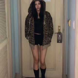 LEO Fur Zip-up Hoodie