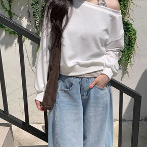 Halter Neck Sleeveless Set Off-Shoulder Sweatshirt
