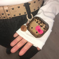 Brown Leopard Print Keyring Set Ribbon Cat AirPods Case