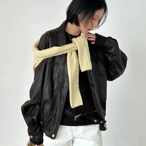 VINTAGE FW LONDON Oversized Leather Jacket