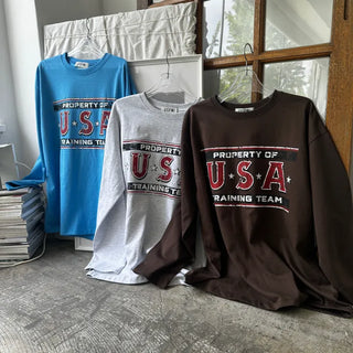 USA American Flag Vintage Lettering Print Loose Fit Sweatshirt