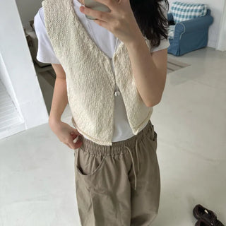Cotton Knit Bustier Hook Vest (4 colors)