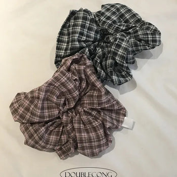 Small Check Scrunchie Hair Tie