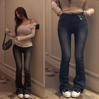 Byple High-Fit Denim Bootcut Pants