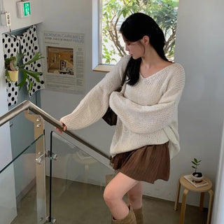 Sabor V-neck Oversized See-through Mesh Knit