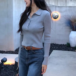 Creamy Collared Ribbed Knit