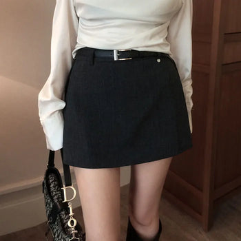 Dixon belt slit skirt-pants