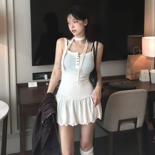 Hedding scarf sleeveless dress