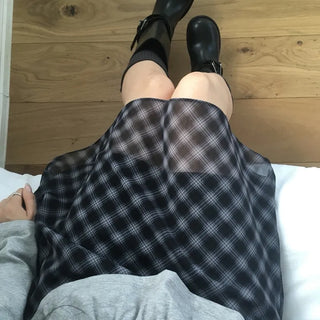 plaid midi skirt