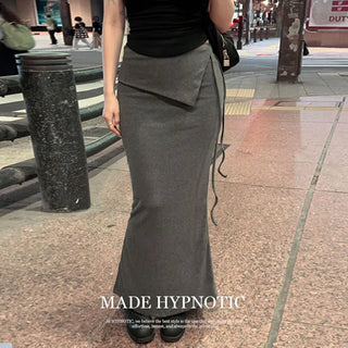 [MADE: In-house Production] Folding Asymmetrical Long Skirt
