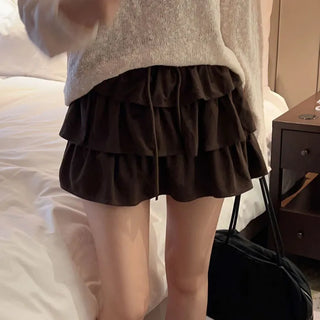 Poply Suede Tiered Skirt