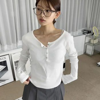 Loose Fit Rolled Snap Long Sleeve